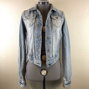 BB Dakota Vintage Washed Distressed Denim Jacket S